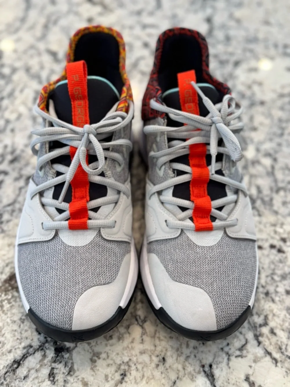 Nike PG Basketball Sneakers Men’s 9.5 Gray Orange Multicolor Athletic Shoes